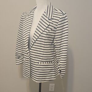 Christian Siriano Navy and White Striped Blazer